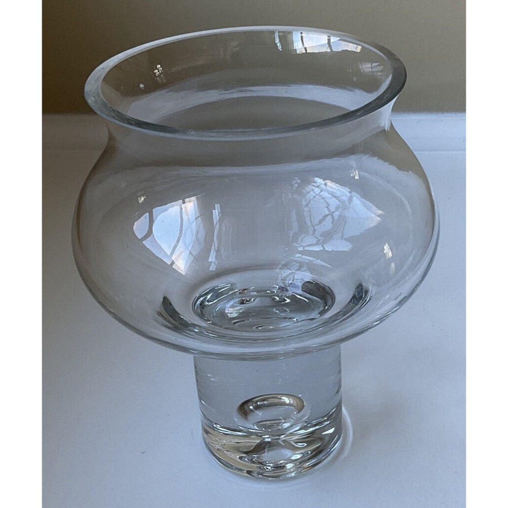 KROSNO Poland Suspended Bubble Art Clear Glass Vase Bowl Candle Holder 6.25 inch